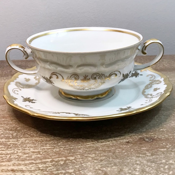 REICHENBACH consommé bouillon teacups white gold - Picture 3 of 13